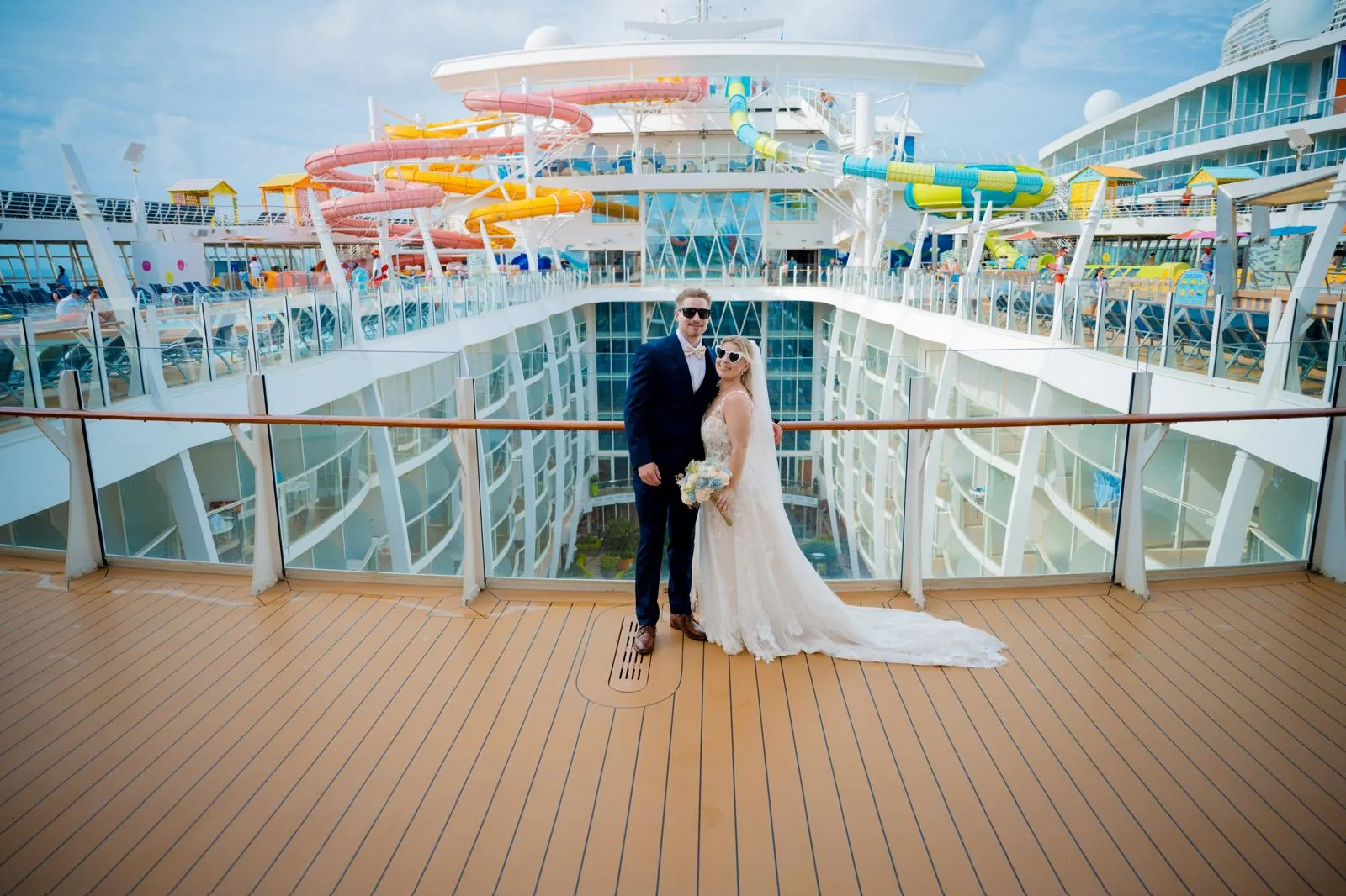 Cruise wedding couple aboard a Royal Caribbean ship